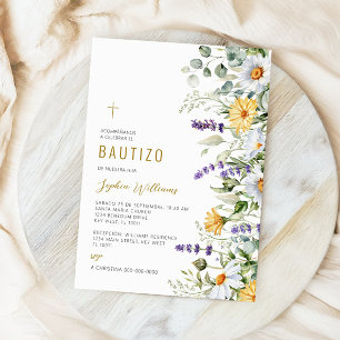 Invitación de Flores Silvestres para Bautizo