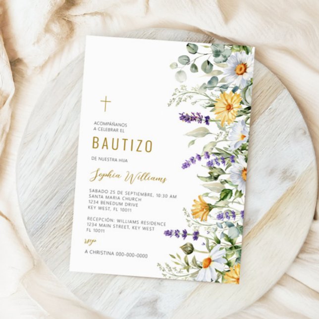 Invitación de Flores Silvestres para Bautizo (Subido por el creador)