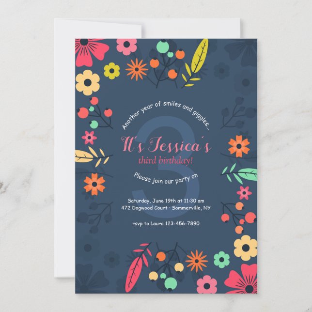 Invitación de flores Spunky (Anverso)