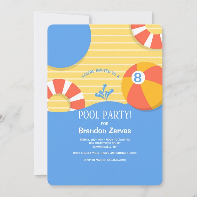 Invitación de Flotadores de Piscina (Anverso)