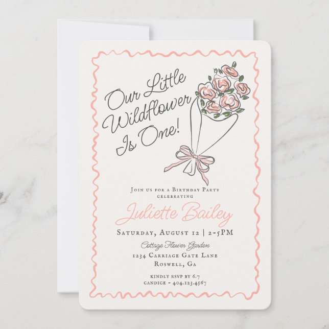 Invitación de Flower Pink Farm FBirthday (Anverso)