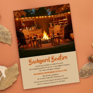 Invitación de fogata en el patio de otoño