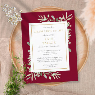 Invitación de Foliaje para Funeral de Celebración 