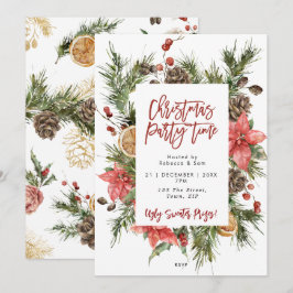 Invitación de follaje de invierno fiesta navidades