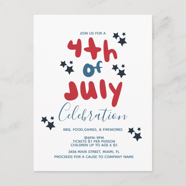 Invitación de folleto de BBQ de estrellas del 4 de (Anverso)