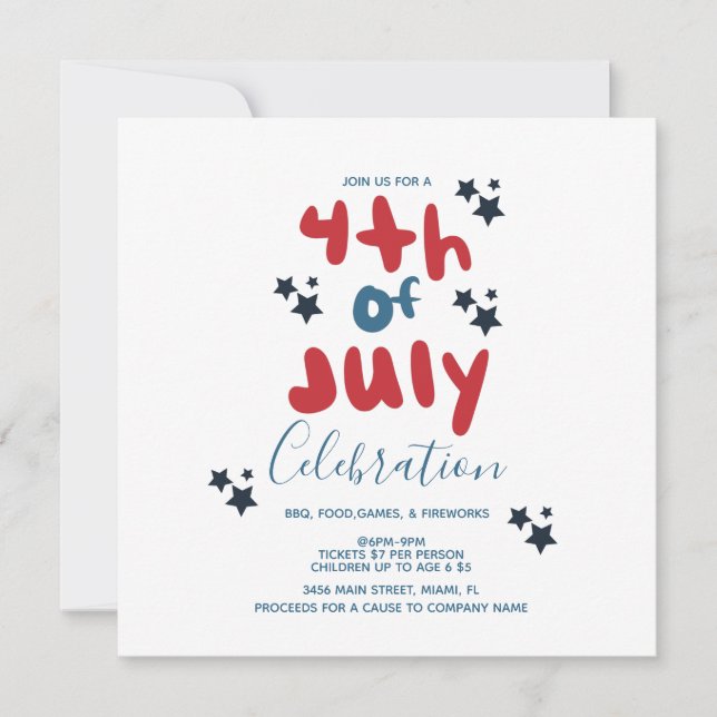 Invitación de folleto de BBQ de estrellas del 4 de (Anverso)