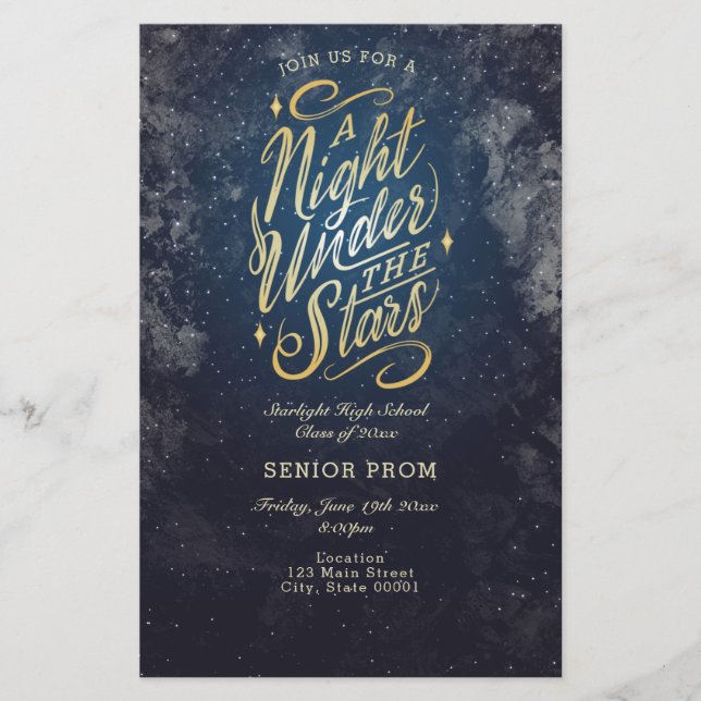 Invitación de folleto de evento Una Noche Bajo las (Anverso)