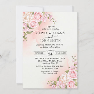 Invitación de fondo blanco rosa rosa rosa rosa de