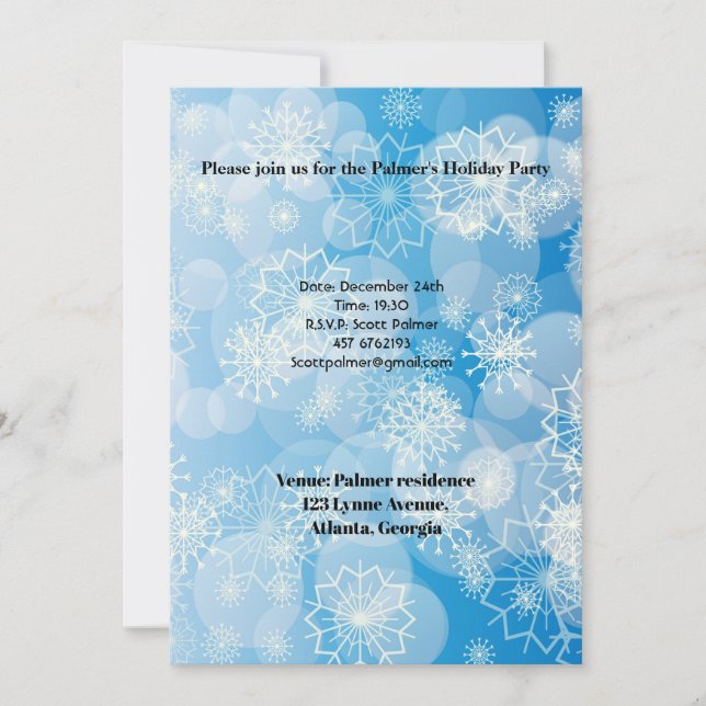 Invitación de fondo de copo de nieve (Anverso)