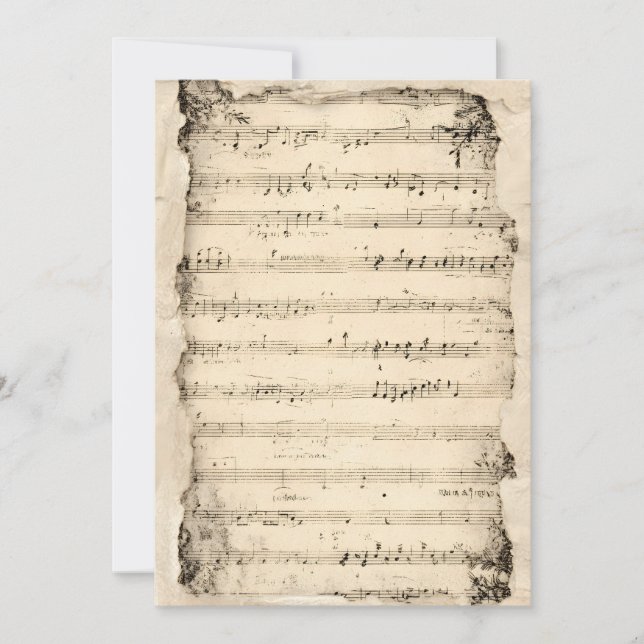 Invitación de fondo de notas musicales envejecidas (Anverso)