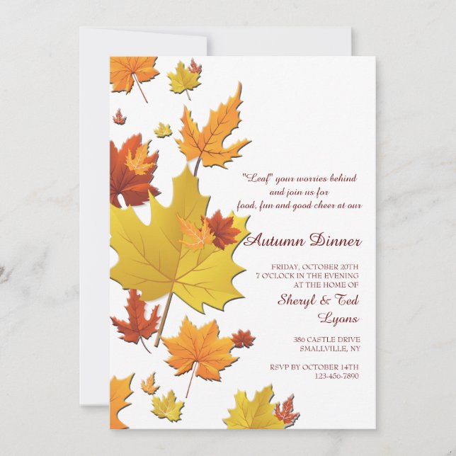 Invitación de fondo de otoño (Anverso)