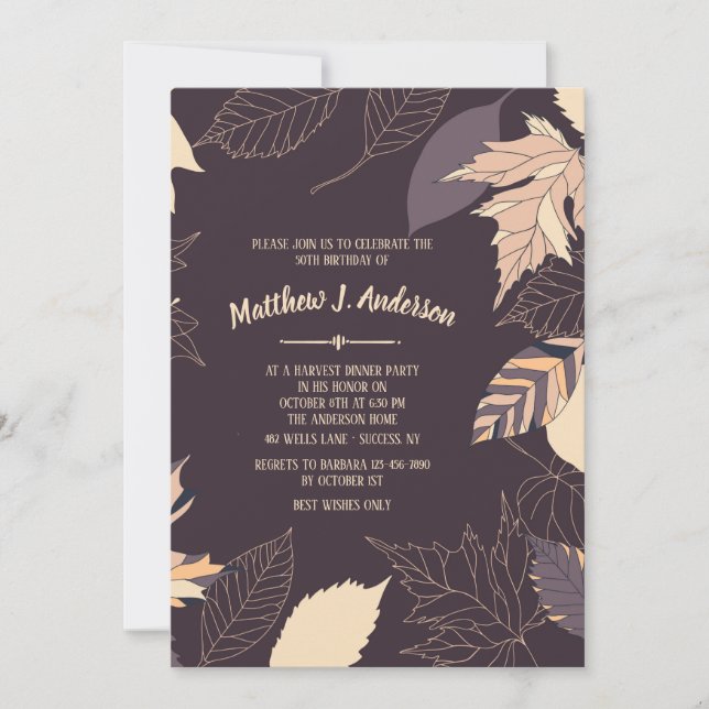 Invitación de fondo de otoño (Anverso)