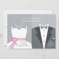 Invitación de fondo gris y tuxedo