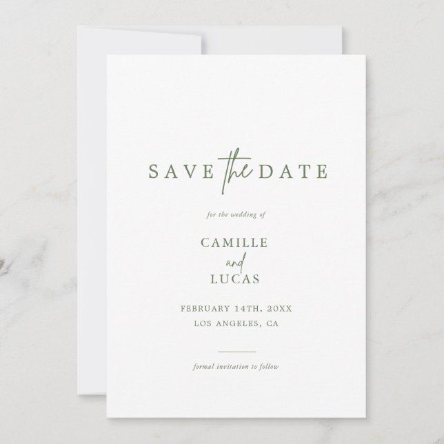 Invitación de Forest Green Photo Save the Dates (Anverso)