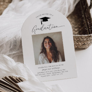 Invitación de foto arqueada para fiesta de graduac