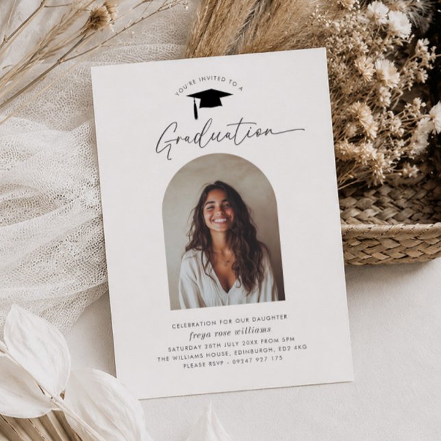 Invitación de Foto Arqueada para Fiesta de Graduac (Zazzle Graduation Party Arched Photo Invitation)