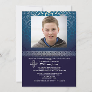 Invitación de Foto Azul Brillante (Vertical)