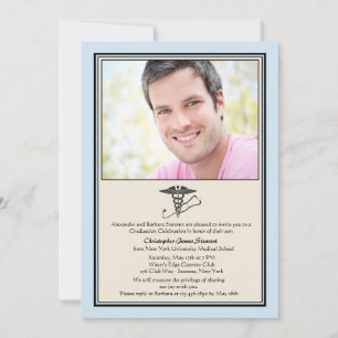 Invitación de foto azul para graduación MD