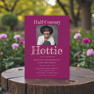 Invitación de foto Chic Plum "Half-Century Hottie"