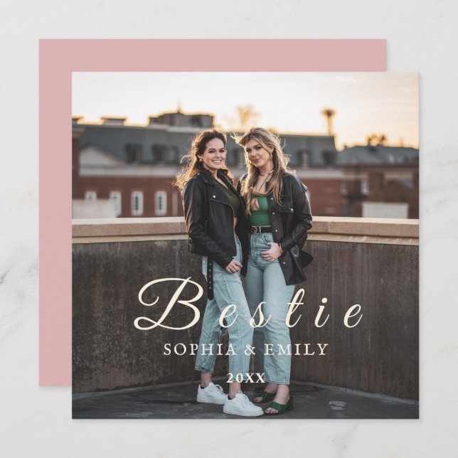 Invitación de foto collage de mejores amigas: nomb (Anverso / Reverso)