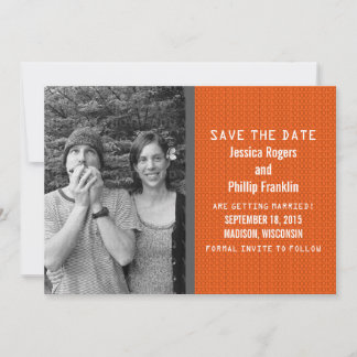 Invitación de Foto con Código Binario Naranja para