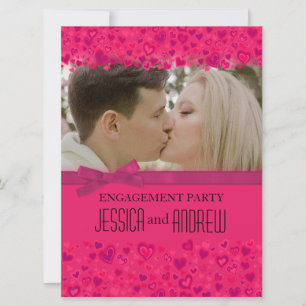 Invitación de foto con corazones rosados para fies