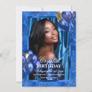 Invitación de Foto con Globos Azul Real