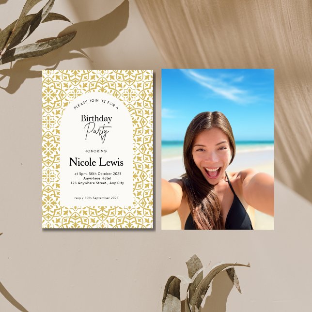 Invitación de Foto con Ornamento Mandala y Patrón  (Subido por el creador)