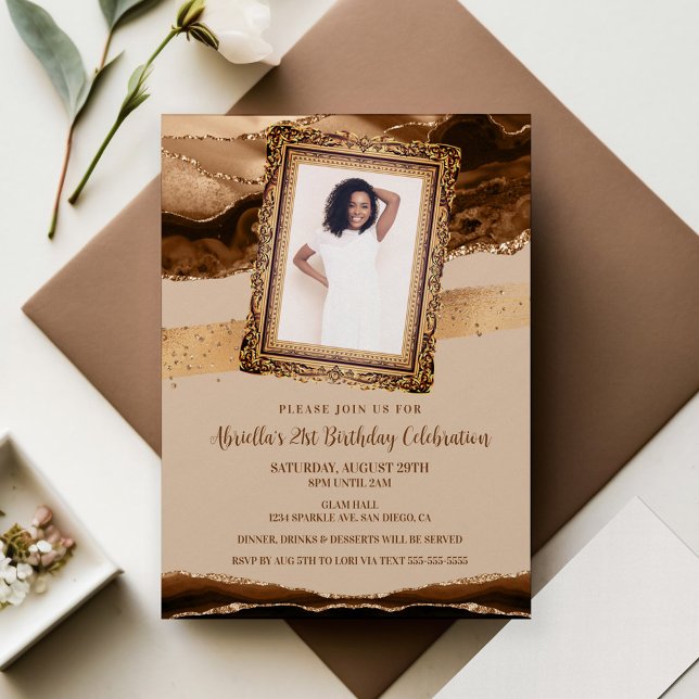 Invitación de Foto de Ágata Marrón Elegante (Subido por el creador)