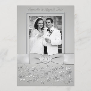 Invitación de foto de aniversario de bodas de 25 a