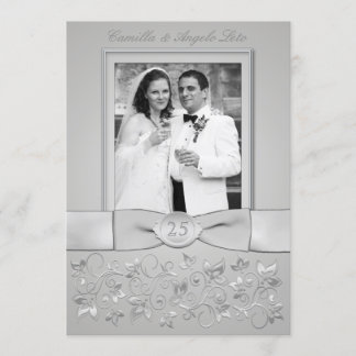 Invitación de foto de aniversario de bodas de 25 a