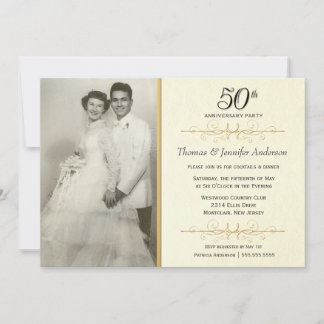 Invitación de foto de aniversario de bodas de 50 a