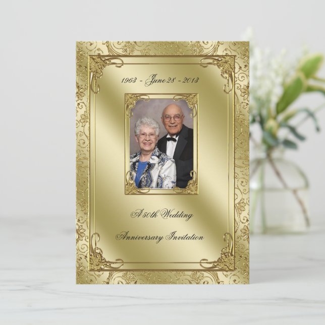 Invitación de Foto de Aniversario de Bodas de 50 a (Anverso de pie)