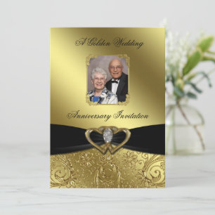 Invitación de foto de aniversario de bodas de oro