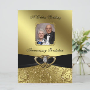 Invitación de foto de aniversario de bodas de oro
