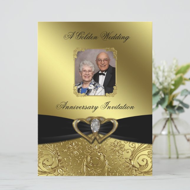 Invitación de foto de aniversario de bodas de oro (Anverso de pie)