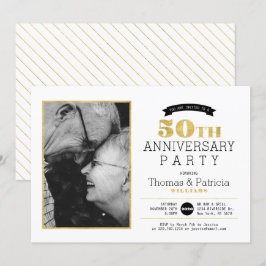 Invitación de foto de aniversario de bodas de oro