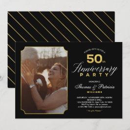 Invitación de foto de aniversario de bodas de oro