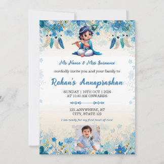 Invitación de foto de Annaprashan de pequeño Krish