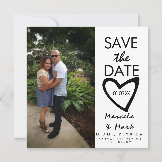 Invitación de Foto de Anuncio de Fecha de Bodas co (Anverso)