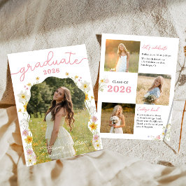 Invitación de Foto de Anuncio de Graduación Floral