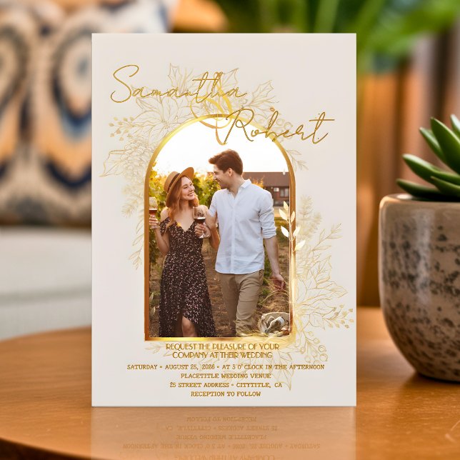 Invitación de foto de arco boho moderno elegante c (Subido por el creador)