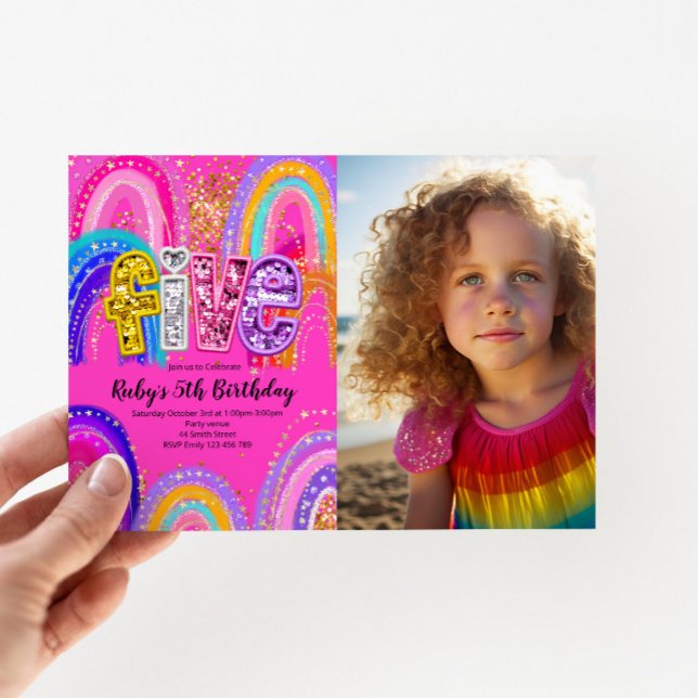 Invitación de Foto de Arcoíris para Cumpleaños núm (Subido por el creador)