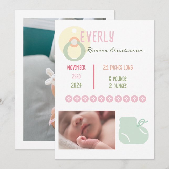 Invitación de foto de Baby Girl Adorable (Anverso / Reverso)