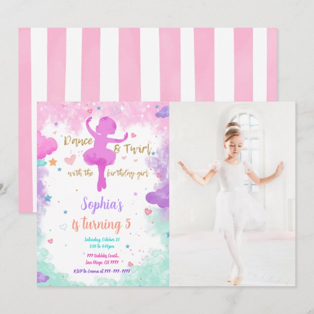 Invitación de foto de bailarina  (Anverso / Reverso)