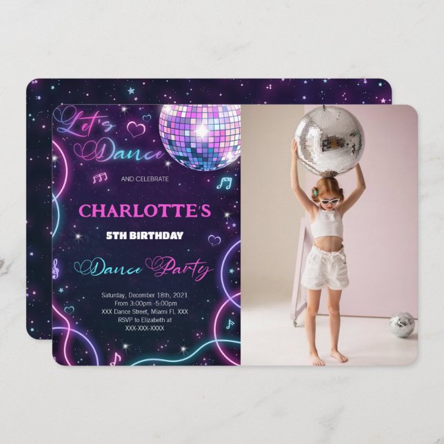 Invitación de foto de baile (Anverso / Reverso)