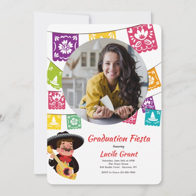 Invitación de Foto de Banderas de Fiesta (Anverso)