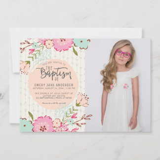 INVITACIÓN DE FOTO DE BAPTISMO DE LDS | Elegante C