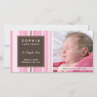 Invitación DE FOTO DE BEBÉ :: con franjas intelige