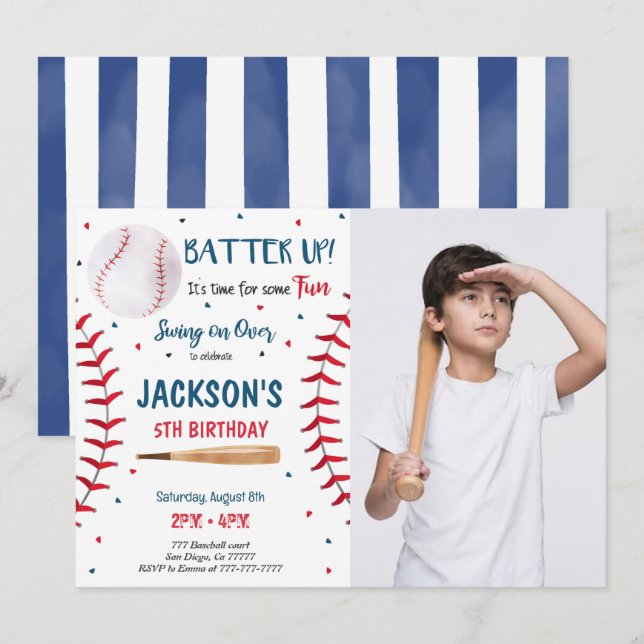 Invitación de foto de béisbol (Anverso / Reverso)